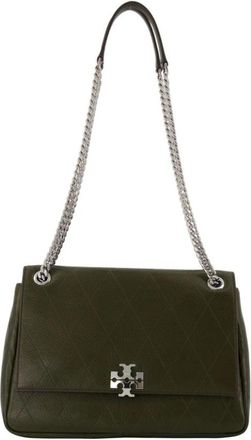 Tory Burch Charlie Schoudertas - Dames - Schoudertassen - Groen - ONE Size - Leer - Tassen