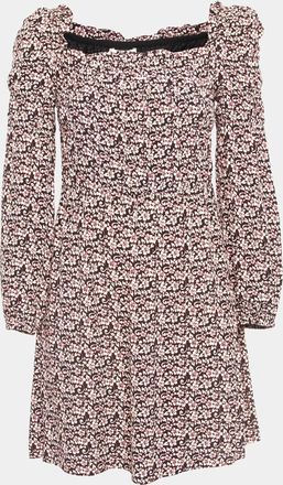 Maje Black/pink Floral Print Crepe Ranael Mini Dress