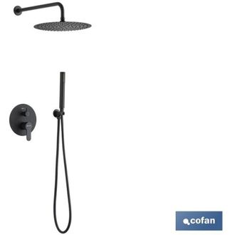 cofan Cofan Conjunto De Ducha Empotrada Monomando Redonda Negro Mate