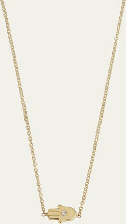 Jennifer Meyer 18k Mini Hamsa Necklace with Diamond Accent