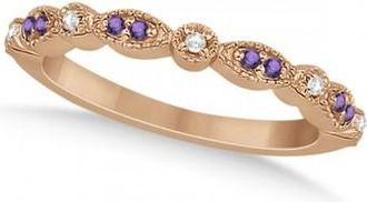 Allurez Marquise & Dot Amethyst Diamond Ring Band 18k Rose Gold 0.25ct