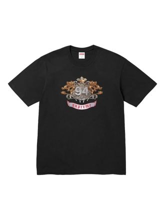 SUPREME T-shirt met diamantenprint - Zwart