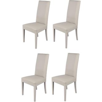 Tommychairs Tommychairs - Set 4 sedie modello Glory per cucina e sala da pranzo, struttura in legno di faggio verniciata grigio chiaro, seduta e schienale