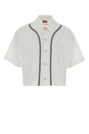 Kenzo White Contrasting Trim Short Sleeves Shirt