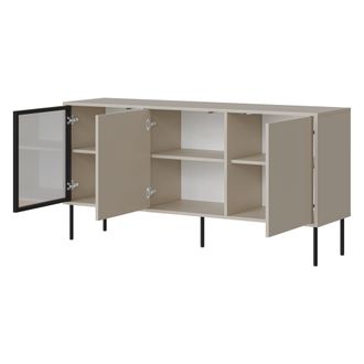 Dmora Aparador Conzano, 3 Estantes, Puerta Batiente, 3 Puertas, 150x40x75h Cm Beige