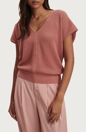 Varley Ashford Knit V-Neck Sweater in Ash Rose at Nordstrom, Size Xx-Small