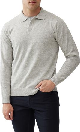 Rodd & Gunn Fortrose Johnny Collar Sweater in Stone Marle at Nordstrom, Size Large