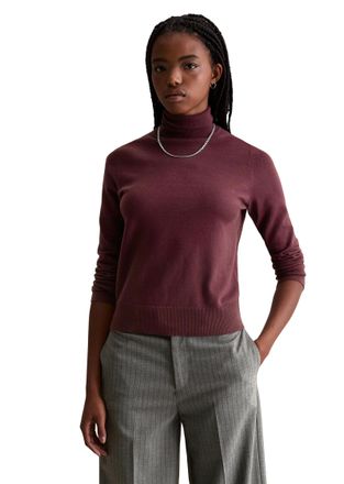 Marc O'Polo Denim Rollkragenpullover MARC OPOLO DENIM, Damen, Gr. XL, schwarz maroon, Strick, Obermaterial: 58% Baumwolle, 25% Polyamid, 17% Polyester, normal normal, R