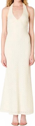 Nia Pluma V-Neck Maxi Dress In Ecru