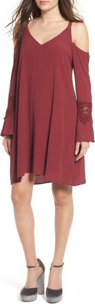 ASTR the Label ASTR Cold Shoulder Shift Dress in Red Cordovan at Nordstrom, Size Large