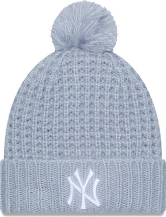 New Era Cosy Pom Beanie Baseball MLB New York Yankees Grau Damen M&auml;dchen Winter Bommelm&uuml;tze - One-Size