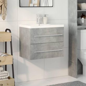 Berkfield Home Durable 2 Piece Bathroom Furniture Set Concrete Grey Engineered Wood