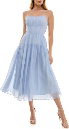 Socialite Fit & Flare Corset Maxi Dress in French Blue at Nordstrom, Size Medium