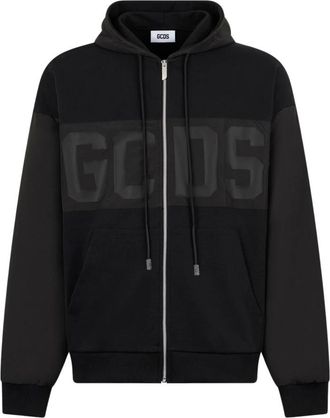 GCDS Logo-detail Zip-up Hoodie - Heren - Vesten met rits - Zwart - L - Katoen - Hoodies & sweatvesten