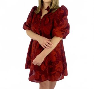 Glam Maribel Ruffle Dress In Burgundy