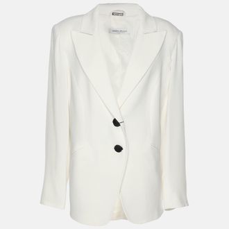 Marina Rinaldi White Crepe Single Breasted Blazer