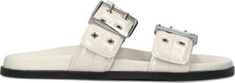 Toral Shoes Witte Leren Zomer Slippers - Dames - Sandalen - Beige - 38 EU - Leer - Schoenen