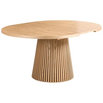 Beliani Mesa De Comedor Extensible Con Patas Industriales Modernas Acanaladas De Madera De Fresno Claro Moore