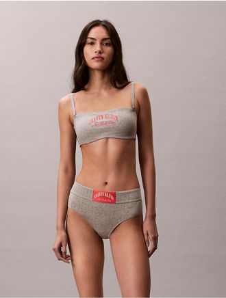 Calvin Klein Calvin Klein Womens Heritage Classic Cotton Stretch Lightly Lined Bandeau Bralette - Grey - XL