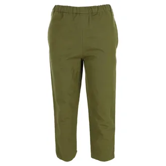 Marni Elastic Waistband Cropped Pants in Olive Cotton