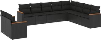 vidaXL Vidaxl - Set De Sof&aacute;s De Jard&iacute;n 10 Pzas Cojines Rat&aacute;n Sint&eacute;tico Negro