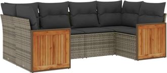 vidaXL Vidaxl - Set De Muebles De Jard&iacute;n 6 Pzas Y Cojines Rat&aacute;n Sint&eacute;tico Gris