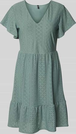 Only Tailliertes Freizeitkleid mit Lochstickerei Modell SANDRA in Schilf, Größe M