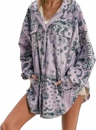 Bibi Womens Oversized Paisley Print Shacket In Lavender Multi