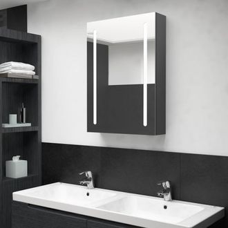 vidaXL Armario De Ba&ntilde;o Con Espejo Y Luz Led Gris 50x13x70 Cm Vidaxl