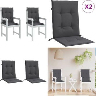 vidaXL Cuscini Sedia Schiena Bassa 2 pz Antracite M&eacute;lange 100x50x4 cm - Cuscino per sedie - Cuscino da esterno