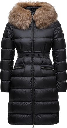 Moncler Moncler Boedic Hooded Shearling-trimmed Long Down Jacket, Women, Black, Size: 00