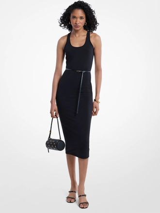 Michael Kors Belted Stretch Matte Jersey Racerback Tank Dress