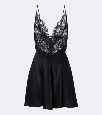 Rodarte Lace and silk satin minidress