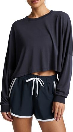 Beyond Yoga Studio Knit Long Sleeve T-Shirt in Nocturnal Navy at Nordstrom, Size X-Small