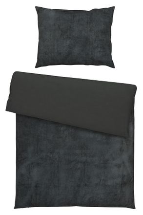 Novel Bettw&auml;sche, Anthrazit, Textil, Uni, 140x200 cm, b&uuml;gelfrei, pflegeleicht, angenehm w&auml;rmend, samtiger Griff, weiche und anschmiegsame Oberfl&auml;che, Heimte