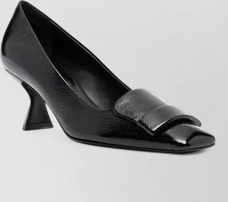Sergio Rossi patent leather square toe kitten heel pumps
