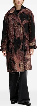 Desigual abstract-pattern double-breasted coat - Black