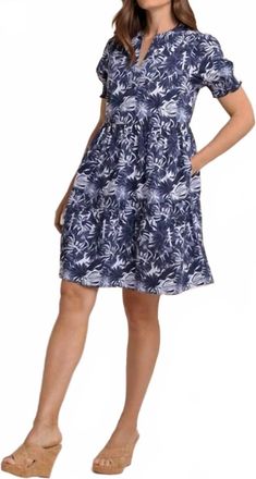 Southern Tide Mina Grand Palms Dress In Dress Blue