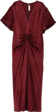 Victoria Beckham V-neck Gathered Midi Dress