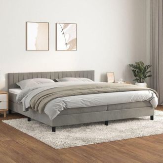 vidaXL Vidaxl - Cama Box Spring Con Colch&oacute;n Terciopelo Gris Claro 200x200 Cm