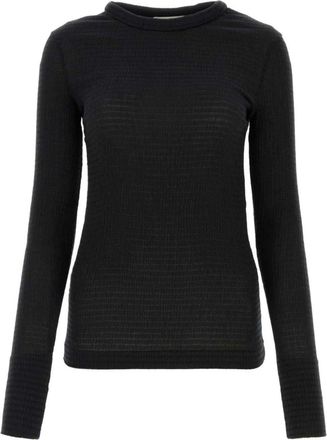 Jil Sander crew-neck fitted sweater - women - Spandex/Elastane/Polyester/Cotton - 38 - Black