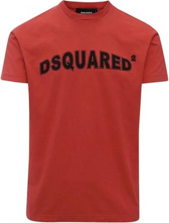 Dsquared2 Mens Logo Red T-shirt Cotton - Size X-Large