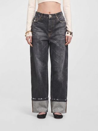 Marc Jacobs Mid-Rise Wide-Leg Cotton Denim Jeans with Cuffed Hem