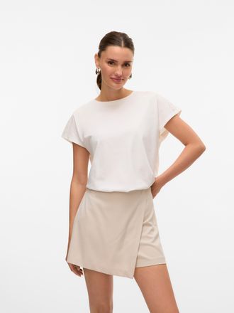 Vero Moda Kurzarmshirt VERO MODA VMEMMY SS LACE TAPE TOP JRS GA NOOS, Damen, Gr. XL, weiss (snow wei&szlig;), Jersey, Obermaterial: 100% Baumwolle, unifarben, regular