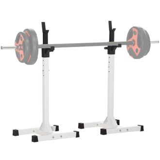 HOMCOM Soporte Para Barras De Pesas De Acero Con Altura Ajustable En 12 Niveles Carga M&aacute;x. 150 Kg Para Entrenamiento En Gimnasio Hogar 52x48x105-160 Cm