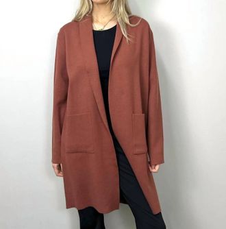 Papillon Lapel Coatigan With Pockets In Spice