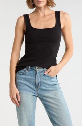 Melrose and Market Rib Tank Top in Black at Nordstrom Rack, Size Xx-Small