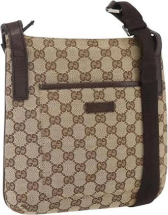 Gucci Pre-owned Cross Body Bags, female, Beige, Size: ONE SIZE Pre-owned Canvas Cross Body Bag