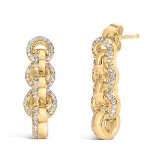 House of Brilliance 14K Yellow Gold Plated Silver 3/4 Cttw Diamond Chain Link Drop Earrings at Nordstrom