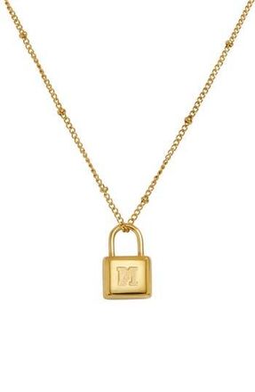 Savvy Cie Jewels Initial Lock Pendant Necklace in Gold - M at Nordstrom Rack